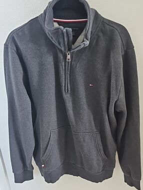 Tommy Hilfiger Men's Dark Gray Half-Zip Pullover Sweatshirt
